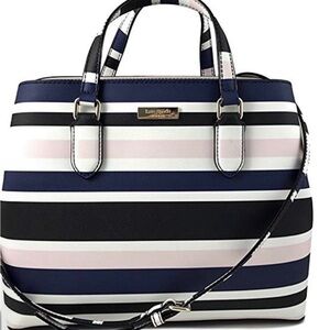 Kate Spade Navy and Pink Striped Satchel